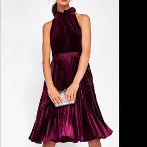 Cornela pleated velvet midi dress